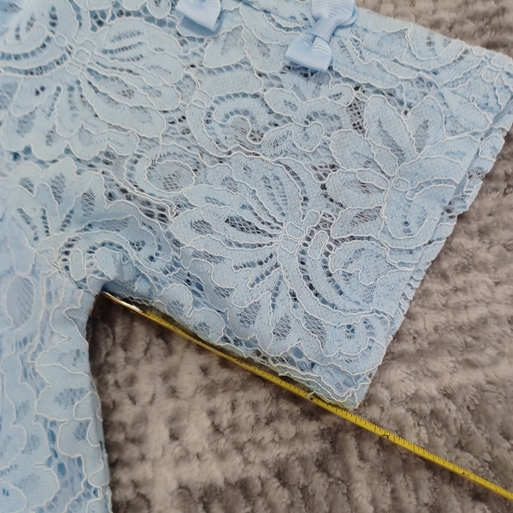 Lace Blouse Top Slit Sleeve W/ Bows Satin Lined Sz S Soft Girl Coquette Blouse - Picture 7 of 12